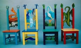 Michelle Scott; Childrens Chairs Detail, 1996, Original Woodworking, 12 x 32 inches. Artwork description: 241 detail of chairs.  complete set with table and 4 chairs. ...