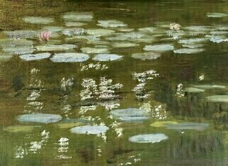 Michael Garr; Water Lilies I, 2023, Original Painting Oil, 12 x 9 inches. Artwork description: 241 From a photo of Monets Garden...