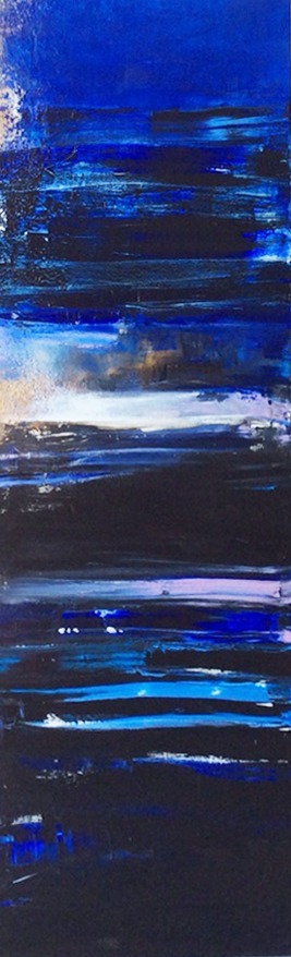 Murielle Argoud; Impromptue Blue, 2017, Original Painting Oil, 50 x 160 cm. Artwork description: 241  oil painting, visionary, abstract lyrics, mixed technique ...