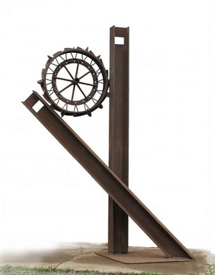 Michelle Vara; I N A, 2011, Original Sculpture Steel, 108 x 144 inches. Artwork description: 241  Weighs 2000lbsH- Beam, implement circle finish is rust. Ref# 74   ...
