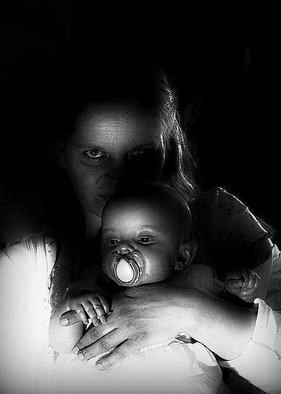 Maciej Wysocki; Motherhood In Black, 2011, Original Photography Black and White, 30 x 42 cm. Artwork description: 241 motherhood , mom, daughter, child, love, care...