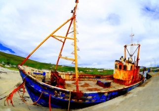 Maciej Wysocki; Old Boat, 2014, Original Photography Color, 42 x 30 cm. Artwork description: 241 old boat, bay, beach, ArranmoreIsland, ...