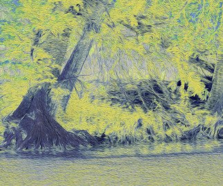Nancy Wood; Guadalupe River Yellow, 2017, Original Digital Painting, 16 x 20 inches. Artwork description: 241 Computer enhanced photo on aluminum...