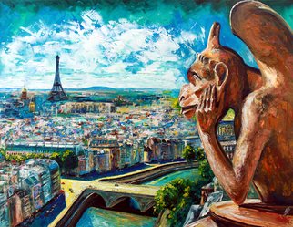 Natasha Mylius; View From Notre Dame, 2018, Original Painting Oil, 48 x 36 inches. Artwork description: 241 Palette knife painting in oil on canvas...