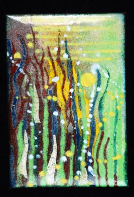Nayna Shriyan; Pond Weeds, 2008, Original Enameling Vitreous, 8.5 x 12.5 cm. Artwork description: 241  The treasures thrown up by a reducing pond in the summer months, weeds, grasses colors of the pond bed are depicted here. ...