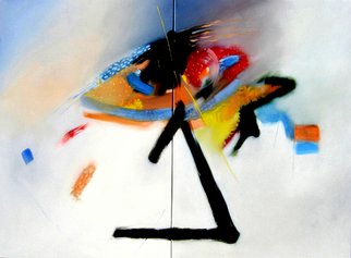 Nick-Dumitru Vladulescu; The Flyng Eye, 2004, Original Painting Oil, 100 x 70 cm. Artwork description: 241  Eclectic composition . ...