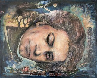 Martin Holland; Ludwig Rolls Over, 2015, Original Painting Oil, 20 x 16 inches. Artwork description: 241  An oil painting of Classical musician Ludwig Von Beethoven  ...