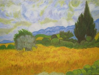 Neslihan Soner; Wheat Field With Cypresses, 2006, Original Reproduction, 69.5 x 50.5 cm. Artwork description: 241  A reproduction of Vincent van Goghs Wheat Field with Cypresses. ...