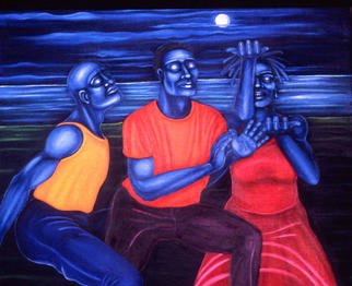 Nicole Pea; Moonlight Groove, 1997, Original Painting Acrylic, 60 x 52 inches. Artwork description: 241 Enraptured dancers share a moment of energetic bliss. ...