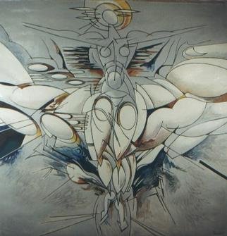 Nikolai Bartossik; She Flies, 1991, Original Painting Oil, 66 x 68 inches. 