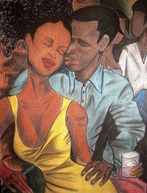 Nikkia Branch; Backbar, 2004, Original Pastel, 18 x 23 inches. Artwork description: 241 series of eight daclub for lovers only...