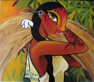 Niloufer Wadia; Harvest, 2012, Original Painting Acrylic, 28 x 24 inches. Artwork description: 241  A tribal woman carrying a sheaf of hay     ...