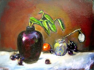 Renuka Pillai; Still Life With Black Jar, 2010, Original Painting Oil, 12 x 9 inches. 