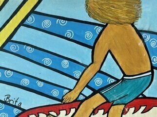 Brita Ferm; OB Surfer, 2000, Original Painting Acrylic, 24 x 18 inches. Artwork description: 241 Ocean Bach has decent waves almost every day and attracts surfers from all over the world.  Some days the waves are awesome...
