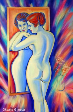 Oksana Grineva; The Tease, 2013, Original Painting Oil, 24 x 36 inches. Artwork description: 241    Nude, Figurative, female, people, woman , contemporary, original, giclee, prints     ...