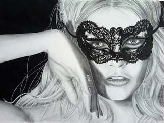 Stephanie Lopresti; Masquerade, 2013, Original Drawing Pencil, 14 x 11 inches. Artwork description: 241  Graphite and charcoal pencil sketch that took about a month to make. One of my favorite things about trying a difficult piece is finishing it. This one was a lot of fun, and I finally got a technique down for blonde hair that I like. Hope you ...