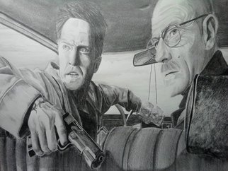 Stephanie Lopresti; No Going Back: Breaking Bad, 2013, Original Drawing Pencil, 14 x 11 inches. Artwork description: 241  Pencil sketch of Walter White ( Bryan Cranston) and Jesse Pinkman ( Aaron Paul) from the AMC TV series Breaking Bad. Took 8 days to draw. I used every pencil I had, from 5H to 6B, a kneaded eraser, and a whole box of tissues. ...