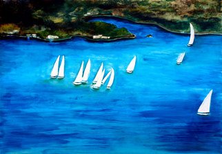 Ozgul Tuzcu; Mediterranean II, 2008, Original Painting Oil, 50 x 70 cm. Artwork description: 241  Sailing in Mediterranean sea. Marvelous bays of Datca peninsula. A dreamlike journey.  ...