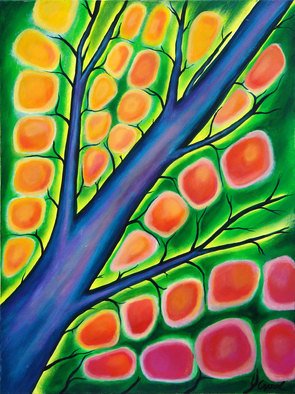 Ozgul Tuzcu; The Leaf I, 2007, Original Painting Acrylic, 60 x 80 cm. Artwork description: 241   The detail of a leaf under the microscope. Fresh spring colors.  ...