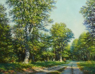 Petr Parkhimovitch; Summer Calmness, 2015, Original Painting Oil, 90 x 70 cm. Artwork description: 241 Summer, sun, forest, oaks, roadThe artwork on the stretcher, without a frame, signed on the front and back side.Summer sunny day. Roadside stately oaks create an atmosphere of peace and tranquility. ...