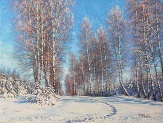 Petr Parkhimovitch; Way Pathway, 2015, Original Painting Oil, 77 x 58 cm. Artwork description: 241 Winter. Fresh trodden path on the snow- covered old road.The artwork on the stretcher, without a frame, signed on the front and back side, has a Certificate of Authenticity, certified by expertise.Offer your price. ...