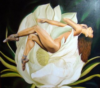 Patricia Vicente; Misty, 2014, Original Painting Oil, 90 x 80 cm. Artwork description: 241   Inspired to an international dancer Misty Copeland dancing within a flower. ...