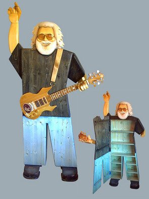 Paul Carbo; Jerry Garcia, 2009, Original Sculpture Wood, 2.2 x 5.9 inches. Artwork description: 241  Custom, handmade, free- standing, stained wood cabinet as life- size caricature of Jerry Garcia ...