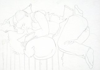Paul Freeman; Kerstin And Cat, 1983, Original Drawing Pencil, 50 x 35 cm. 