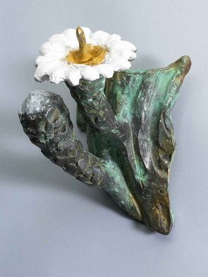 Paul Orzech; Cactus Flower With Bud Wa..., 2004, Original Sculpture Bronze, 4 x 7 inches. Artwork description: 241 A life like bronze reproduction of the Saguaro Flower and its bud. The white and yellow patina wash reproduces the coloration of the actual flower. The green patina reproduces the color of the Saguaro Cactus.  The wall hanging adds a spot of color to any wall or ...