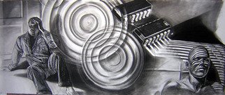 Peter Illig; Shadows Of A Dream  7, 2004, Original Drawing Charcoal, 84 x 42 inches. Artwork description: 241 Layered images form a dream- like situation. ...