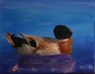 James Emerson; Duck At Rest, 2012, Original Painting Oil, 8 x 10 inches. Artwork description: 241  Mallard duck at rest on a calm Maine pond    ...