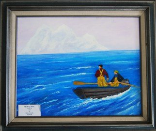 James Emerson; Iceberg Alert, 2011, Original Painting Oil, 16 x 20 inches. Artwork description: 241  Spotting trouble before it is              Fisher folk facing the weather off the Grand Banks fishing ground off the Canadian and Maine coast.  ...