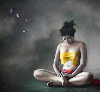 Chau Pham; Lotus03, 2010, Original Painting Oil, 120 x 110 cm. Artwork description: 241  Vietnamese's beauty & space ...