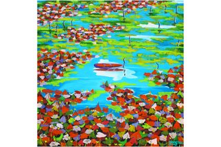 Pham Kien Giang; A End Of Autumn Day, 2012, Original Painting Oil, 100 x 100 cm. 