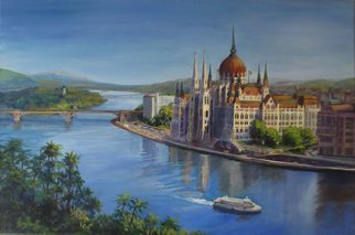 Pat Heydlauff; Budapests Blue Danube, 2011, Original Painting Acrylic, 30 x 20 inches. Artwork description: 241   The Blue Danube is recognized for its beauty and trade route significance as the majestic Parliament Building in Budapest welcomes her with open arms.       ...
