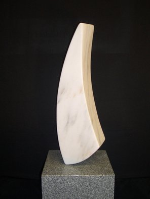 Phil Parkes; Sailing Away, 2007, Original Sculpture Stone, 12 x 30 inches. Artwork description: 241  White Marble sculpture floating on a grey Granite base  ...