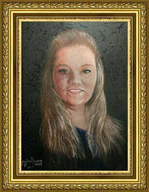 Michael Pickett; Sherri, 2023, Original Painting Acrylic, 11 x 14 inches. Artwork description: 241 Memorial Portrait of my Niece, her ashes mixed into the paint...