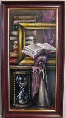 Nagy Alida; Passion For Books, 2014, Original Painting Oil, 35.5 x 75.5 cm. Artwork description: 241            Oil painting on canvas stretched on a wooden chassis. Frame not included.          ...