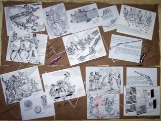 Jorge De La Fuente; War Between United States..., 2011, Original Drawing Pen, 200 x 80 cm. Artwork description: 241  A group of original Ink drawings, fixed as a Collage on Card Bord. This War was in 1846 to 1848. Mexico lost half of his territory and the US doubled his.             ...
