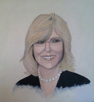 Patricia Cummings; Diane Keaton, 2014, Original Painting Acrylic, 24 x 24 inches. Artwork description: 241  Diane Keaton, actress, portrait of Diane Keaton, Route 66 ...