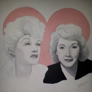 Patricia Cummings; Lucille And Vivian, 2014, Original Painting Acrylic, 24 x 24 inches. Artwork description: 241  Lucille Ball, I love Lucy, Vivian Vance, Route 66,  ...