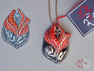 Plotnikova Victoria; Pendant Flower Of Happiness, 2015, Original Jewelry, 25 x 32 mm. Artwork description: 241  Jewellery: Flower of Happiness embody of the magic fern blossom. According to a legend fern is a symbol of happiness, and the one who will find this charming flower will be lucky whole life. ...