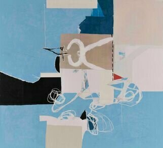 Silvia Poloto; Blue Wabi Sabi, 2022, Original Paper, 50 x 45 inches. Artwork description: 241 Fine Art, Minimalism, Expressionism, Abstract, San Francisco Artist, painting, white, muted color, bold, simple, modern, contemporary...