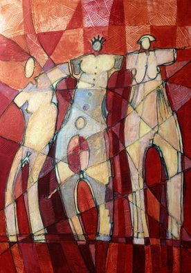 Lubomir Korenko; THE THREE GRACES, 2014, Original Mixed Media, 70 x 100 cm. Artwork description: 241 Mixed media on canvas techniques. the Painting continue on the side of the painting...