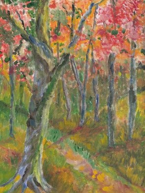 Amrita Banerjee; Woodland, 2015, Original Painting Oil, 9 x 12 inches. Artwork description: 241  a painting of a woodland that I happen to walk into in the yesomite mountainsThe treees were in full bloom and the beauty of the place caught my eyes. ...