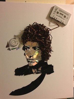 Jacqueline Taylor; Bob Dylan, 2016, Original Mosaic, 10 x 5 inches. Artwork description: 241  Bob Dylan created from old cassettes, vinyl and CDs.  ...