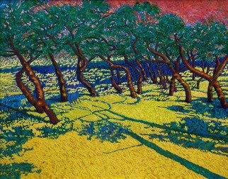 Radford Thomas; Hill Country Trees: Sunset, 2000, Original Printmaking Giclee, 14 x 11 inches. Artwork description: 241 Texas Hill Country, Trees, Colorful, FRAMED...