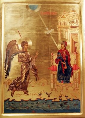 Radoslav Hristov; Anunciation, 2009, Original Painting Tempera, 40 x 55 cm. 