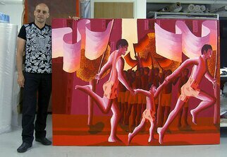 Raphael Perez; Israeliano Pittore Artista Art, 2000, Original Painting Acrylic, 200 x 150 cm. Artwork description: 241 Raphael Perez, A(c)galement connu sous le nom de Rafi Peretz, est un artiste israA(c)lien rA(c)putA(c) pour ses peintures au style naA-f et son exploration de l identitA(c) personnelle et sexuelle A  travers l art.  NA(c) en 1965 A  JA(c)rusalem, Perez a A(c)tA(c) exposA(c) dA