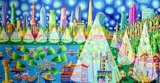 Raphael Perez; Shanghai China Painting R..., 2022, Original Painting Acrylic, 250 x 130 cm. Artwork description: 241 Raphael Perez is an Israeli painter who specializes in naive paintings.  He created a series of works for the Biennale at Jinji Lake Suzhou China.  Raphael painted four huge paintings of 2 and a half meters.  The most famous painting is aEURoeBonsai GardensaEUR where he depicted the ...